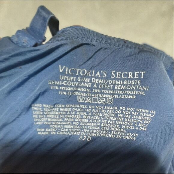 Victoria's Secret VS Blue Uplift Semi Demi Bra women's size 32D - Picture 3 of 3